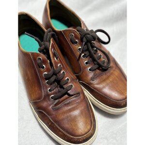 Magnanni Men’s Leather Sneaker Shoes Size US 8.5 M Low Top Brown DStressed 17962